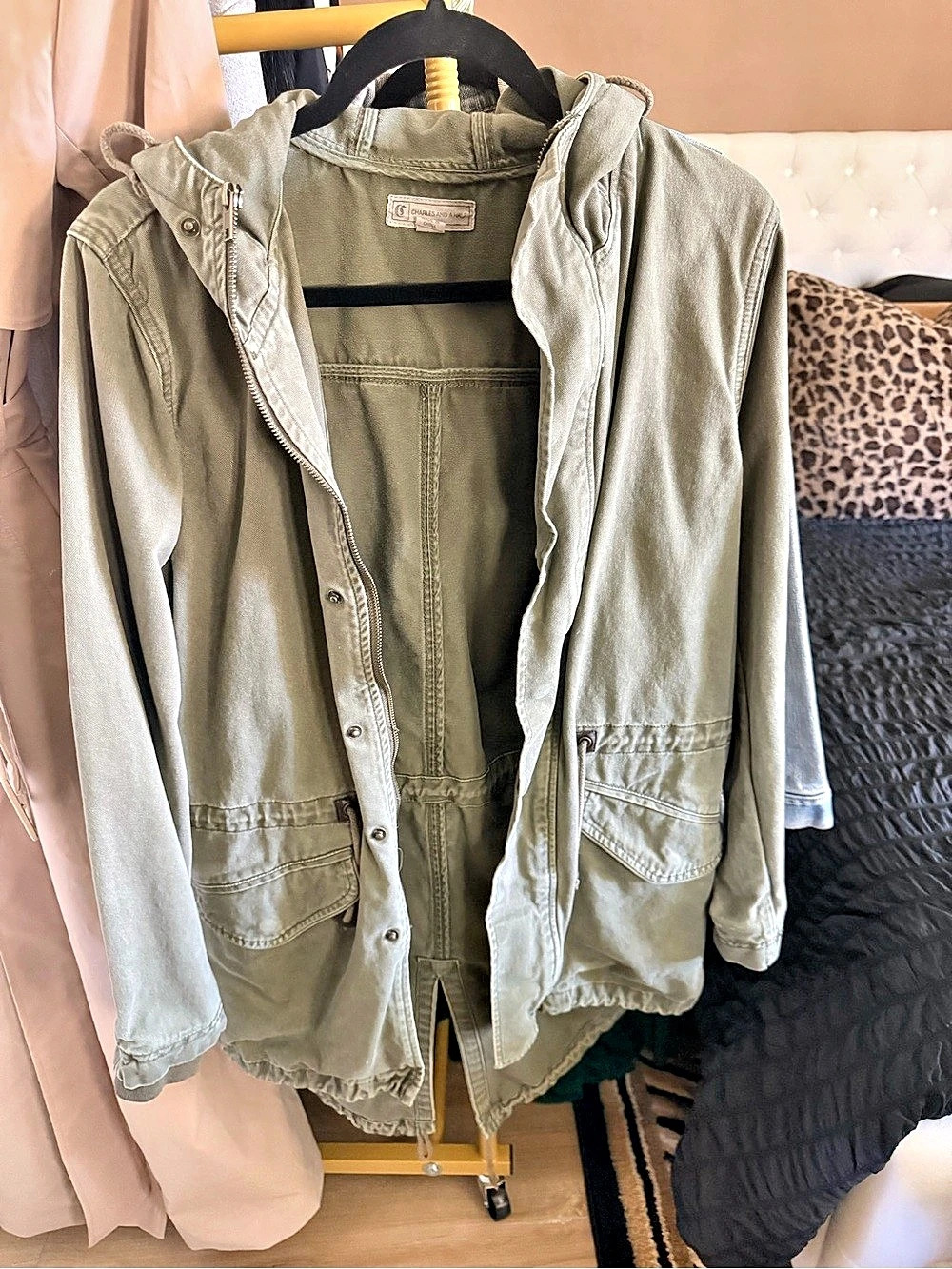 Charles and a Half Utility Hooded Jacket in Green Size Small